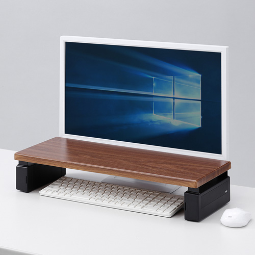モニター台（机上台・卓上・木目・3段階高さ調整・幅54cm・奥行20.4cm・シンプル・キーボード収納・スリム）MR-LC802　 サンワサプライ