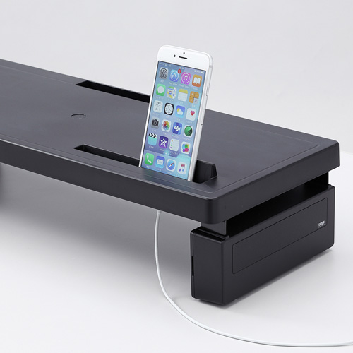 モニター台（机上台・卓上・ブラック・メモポケット・スマホスタンド・3段階高さ調整 ・幅54cm・奥行21cm・キーボード収納） サンワサプライ