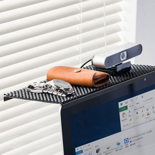 ディプレイ上棚（ディスプレイボード・幅30cm・小物収納・すべり止めシート・組み立て不要・通気孔・天板・テレビ上棚） サンワサプライ