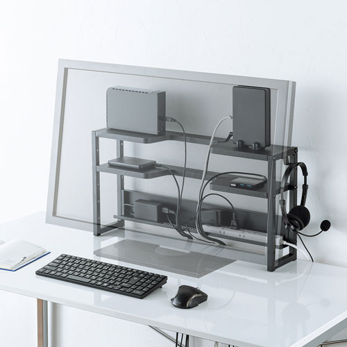 ディスプレイ裏収納ラック（モニター裏収納・棚・配線・ルーター・幅60cm・27～30インチ）