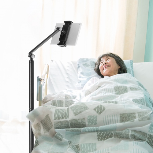 タブレット用フロアスタンド（アーム式・角度・高さ・回転調整可能・デジタルサイネージ・ブラック） MR-TABST21BK サンワサプライ