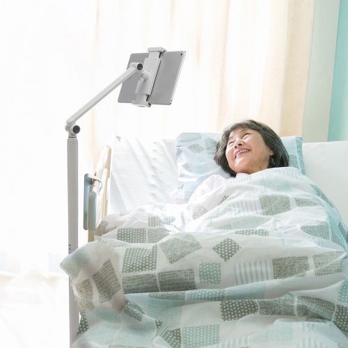 タブレット用フロアスタンド（アーム式・角度・高さ・回転調整可能・デジタルサイネージ・ホワイト） MR-TABST21W サンワサプライ