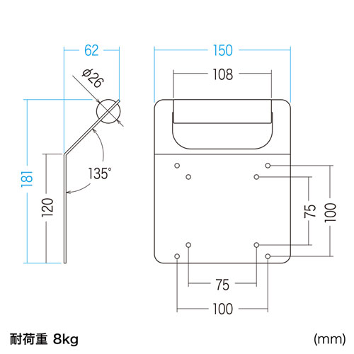 VESAマウント取付けテレビハンドル