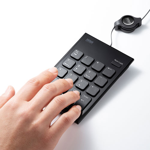 テンキー(ケーブル巻取り・USB・アイソレーション・ブラック) NT-21UBK サンワサプライ