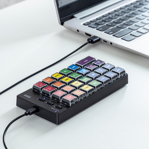 プログラマブルテンキー（有線・左手デバイス・ショートカット・自作・キー割付・27キー・DTM・CAD・USB接続・オンライン配信）