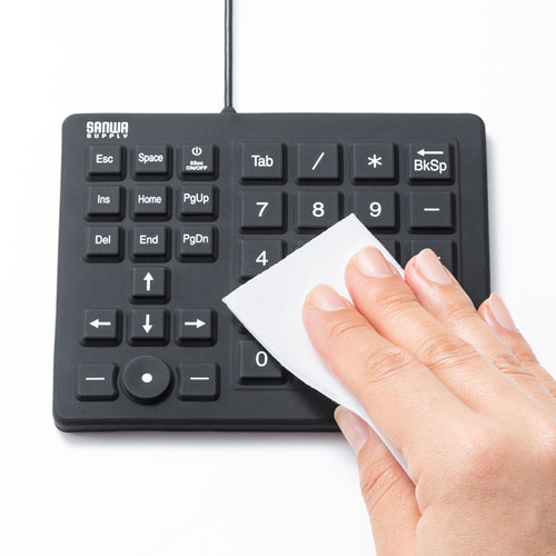 テンキー（防水・防塵ポ・インタ機能付き・抗菌仕様） NT-BS1BK サンワサプライ