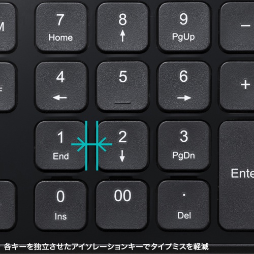 ワイヤレステンキー（2.4GHz・静音・Excel・ショートカット・単四電池1本・連続動作時間800時間・パンタグラフ・チルトスタンド搭載・ドライバ不要・ブラック）