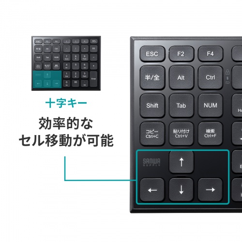 ワイヤレステンキー（2.4GHz・静音・Excel・ショートカット・単