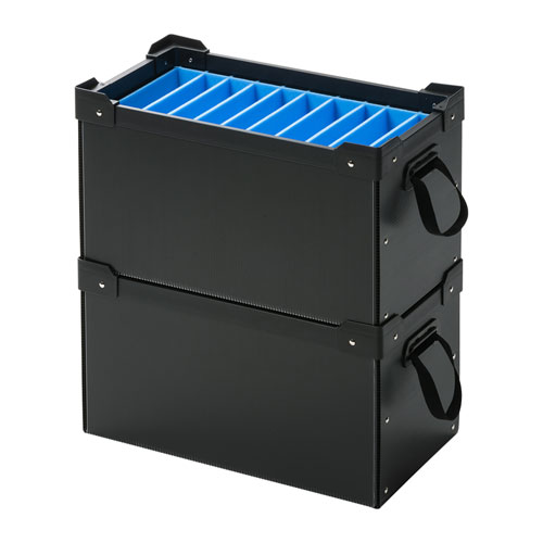 プラダン収納ケース(タブレット・ノートPC・10台収納・スリット入り)