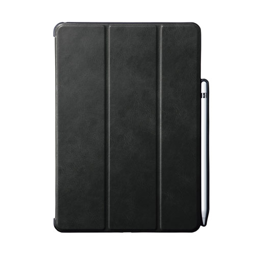 iPad Air  2019 ケース（ソフトケース・高級PUレザー・Apple Pencil収納ポケット付き・ブラック）