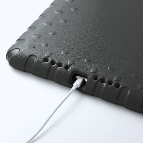 タブレットケース(iPad 10.2インチ用・第7世代・衝撃吸収・セミハード・子供用・ハンドル・ブラック)