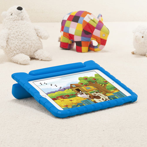 タブレットケース(iPad 10.2インチ用・第7世代・衝撃吸収・セミハード・子供用・ハンドル・ブルー)