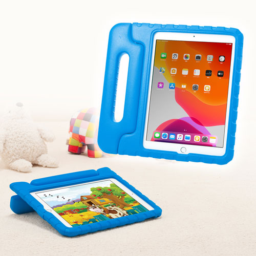 タブレットケース(iPad 10.2インチ用・第7世代・衝撃吸収・セミハード・子供用・ハンドル・ブルー)