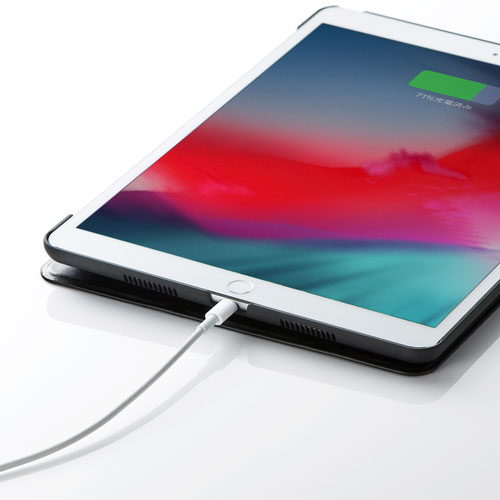 iPad ケース(第7世代・10.2インチ用・ソフトレザー・ポリウレタン・スタンドタイプ・ブラック)