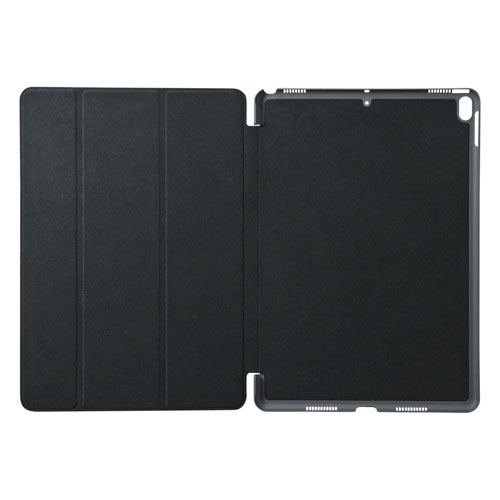 iPad ケース(第7世代・10.2インチ用・ソフトレザー・ポリウレタン・スタンドタイプ・ブラック)