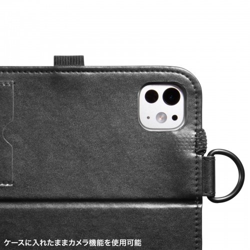 iPad Pro ケース（ケース・スタンド機能・ショルダーベルト・ハンドベルト・ペンホルダー・ブラック・iPad Pro 11インチ（M4/2024））