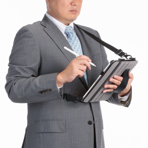 iPad Pro ケース（ケース・スタンド機能・ショルダーベルト・ハンドベルト・ペンホルダー・ブラック・iPad Pro 11インチ（M4/2024））