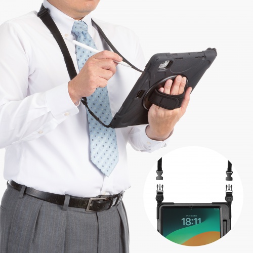 iPad Pro ケース（耐衝撃・ハンドル・スタンド・ショルダーベルト・タッチペン収納・iPad Pro 11インチ（M4/2024））