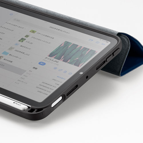 iPad mini 2021 Apple Pencil収納ポケット付きケース（ブルー） PDA