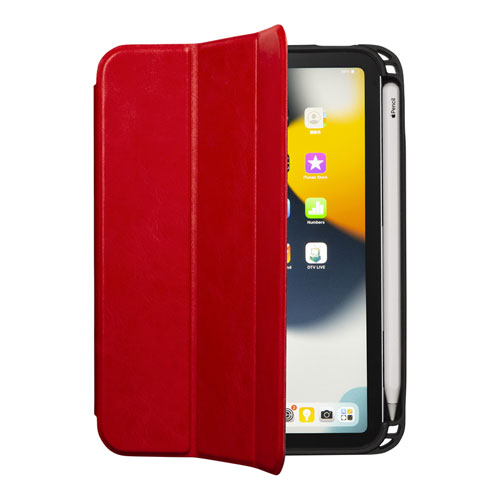 iPad mini 2021 Apple Pencil収納ポケット付きケース（レッド）