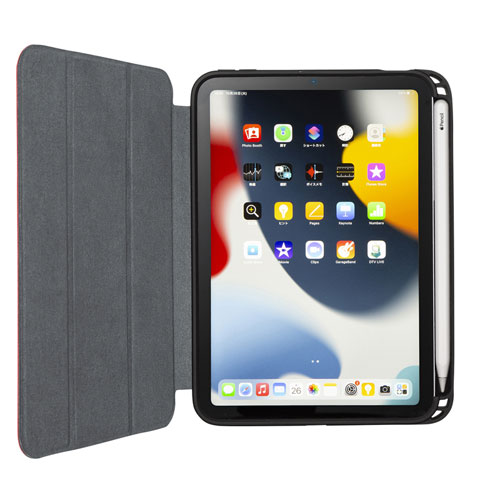 iPad mini 2021 Apple Pencil収納ポケット付きケース（レッド）