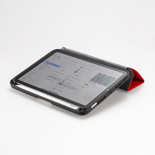 iPad mini 2021 Apple Pencil収納ポケット付きケース（レッド）