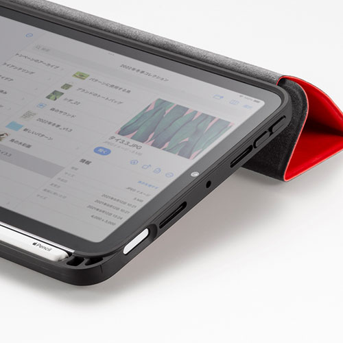 iPad mini 2021 Apple Pencil収納ポケット付きケース（レッド）