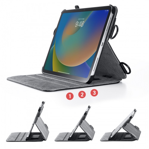 iPad10.9インチ ショルダーベルトケース（Apple 第10世代iPad 10.9インチ対応・スタンド機能付き・ブラック）