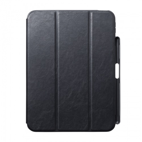 iPad10.9インチ ソフトレザーケース（Apple Pencil収納ポケット付き・第10世代iPad 10.9インチ対応・ブラック）