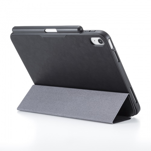 iPad10.9インチ ソフトレザーケース（Apple Pencil収納ポケット付き・第10世代iPad 10.9インチ対応・ブラック）
