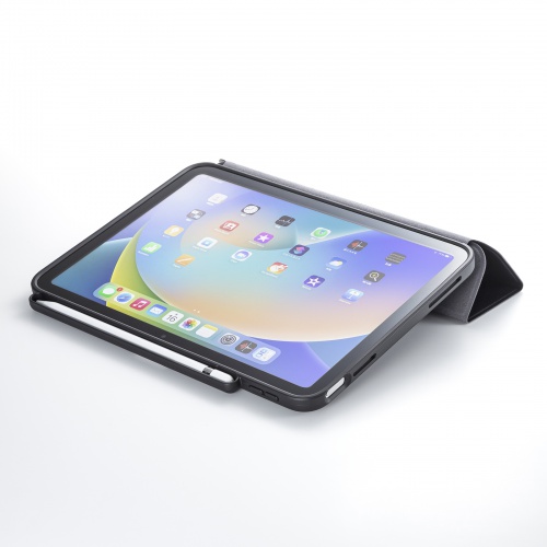 iPad10.9インチ ソフトレザーケース（Apple Pencil収納ポケット付き・第10世代iPad 10.9インチ対応・ブラック）