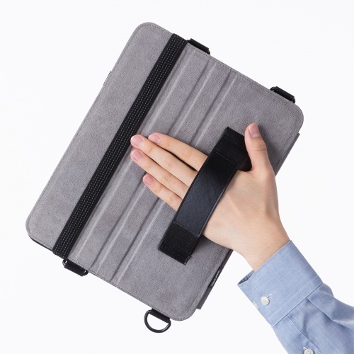 iPad Air ケース（ケース・スタンド機能・ショルダーベルト・ハンドベルト・ペンホルダー・ブラック・iPad Air 13インチ（M2/2024））