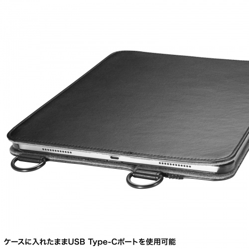 iPad Air ケース（ケース・スタンド機能・ショルダーベルト・ハンドベルト・ペンホルダー・ブラック・iPad Air 13インチ（M2/2024））