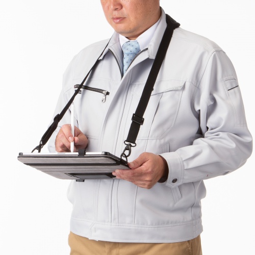 iPad Air ケース（ケース・スタンド機能・ショルダーベルト・ハンドベルト・ペンホルダー・ブラック・iPad Air 13インチ（M2/2024））