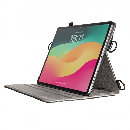 iPad Air ケース（ケース・スタンド機能・ショルダーベルト・ハンドベルト・ペンホルダー・ブラック・iPad Air 13インチ（M2/2024））