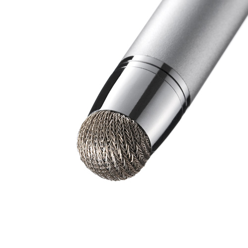 タッチペン（導電性ファイバー素材・替え芯付属・タブレット・ipad・iPhone15・iPhone15plus・おしゃれ・おすすめ・シルバー）　PDA-PEN43SV　サンワサプライ