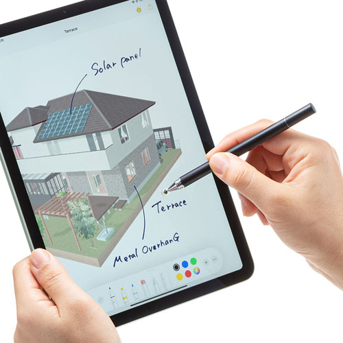 タッチペン（ディスクタイプ・導電繊維・替え芯・タブレット・ipad・スマホ・おすすめ・ブラック・iPhone15・iPhone15plus） PDA-PEN50BK サンワサプライ