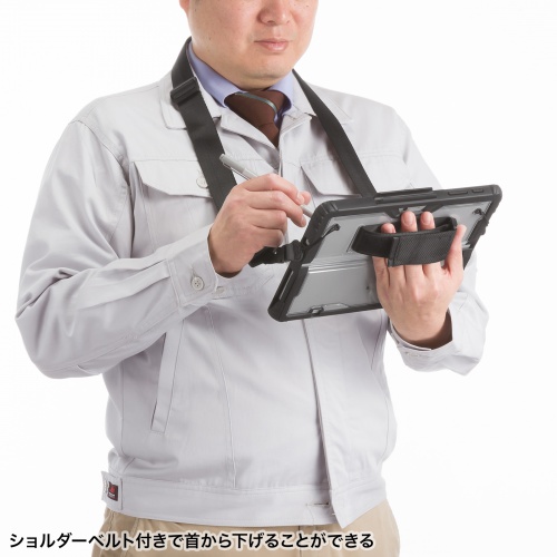 耐衝撃ケース（Surface Go 1～4用・スタンド・ショルダーベルト・ハンドベルト・純正キーボード ペンを取り付け可能・クリア素材） PDA-SF11BK サンワサプライ