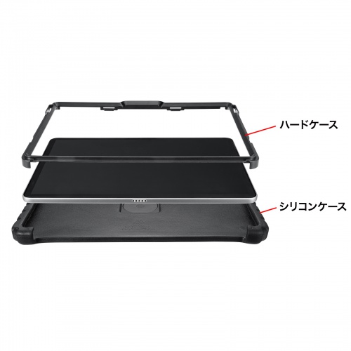 Surface Pro 12インチ 衝撃吸収ケース（耐衝撃・スタンド 付き・キーボード装着可・スリムペン固定可・法人・ブラック）