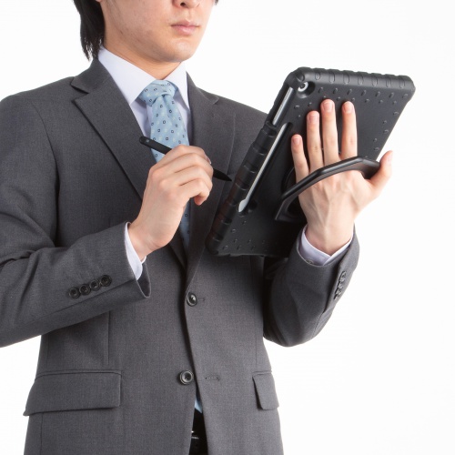 Surface Pro 12インチ 衝撃吸収ケース（耐衝撃・スタンド 付き・キーボード装着可・スリムペン固定可・法人・ブラック）