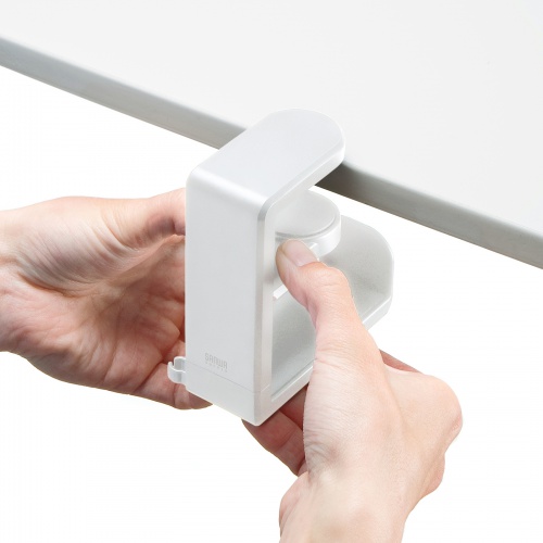 ヘッドホンハンガー（クランプ固定式・360度回転フックつき・ホワイト） PDA-STN18W サンワサプライ