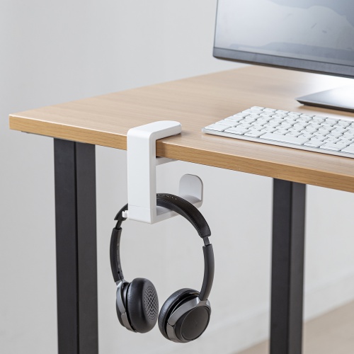 ヘッドホンハンガー（クランプ固定式・360度回転フックつき・ホワイト） PDA-STN18W サンワサプライ