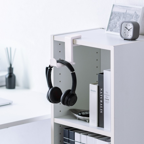 ヘッドホンハンガー（クランプ固定式・360度回転フックつき・ホワイト） PDA-STN18W サンワサプライ
