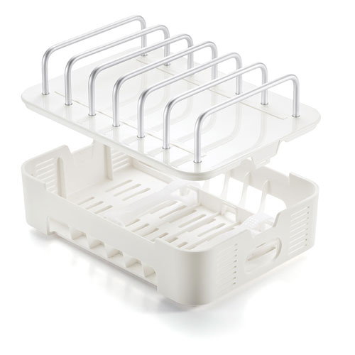 タブレット・スマートフォン用スタンド（充電器収納タイプ・滑り止めつき・ホワイト）