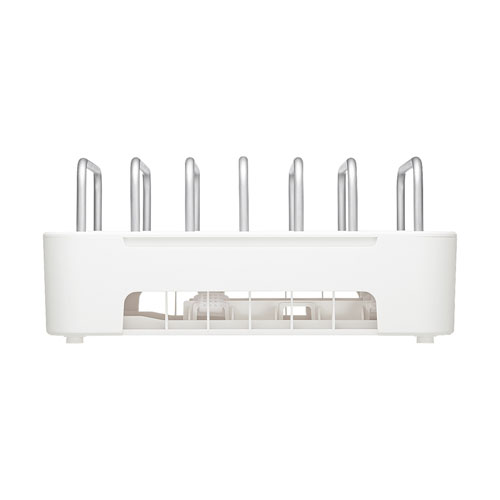 タブレット・スマートフォン用スタンド（充電器収納タイプ・滑り止めつき・ホワイト）