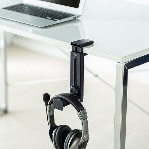 ヘッドホンスタンド(2WAY・ヘッドホンフック・回転式・高さ調節可能)