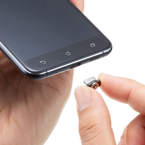 スマホ充電スタンド(マグネット式・置くだけ充電・microUSB/Type-C)