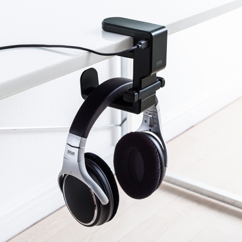 ヘッドホンハンガー（回転式・ヘッドホンかけ・USB・おすすめ・ブラック） PDA-STN29BK サンワサプライ