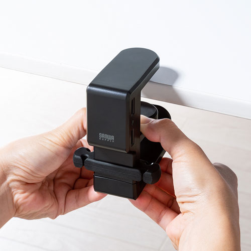 ヘッドホンハンガー（回転式・ヘッドホンかけ・USB・おすすめ・ブラック） PDA-STN29BK サンワサプライ