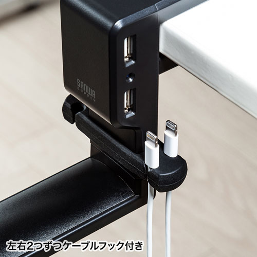 ヘッドホンハンガー（回転式・ヘッドホンかけ・USB・おすすめ・ブラック） PDA-STN29BK サンワサプライ